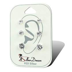 SilberDream Damen Ohrringe Ohrstecker Zirkonia Set weiß 925 Silber D1SDS813W von SterlinX