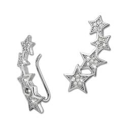 SterlinX Ohrringe Ear Cuff Damen Ohrklemme aus 925er Sterling Silber mit Zirkonia Motiv Sterne D1GSO411W von SterlinX