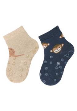 Sterntaler ABS -Krabbelsocken 2er Pack Känguru für Jungen - Babysocken mit Anti -Rutsch -Noppen auf Spann und Sohle - Antirutsch Socken für Babys im Set mit Motiv - beige melange, 22 von Sterntaler