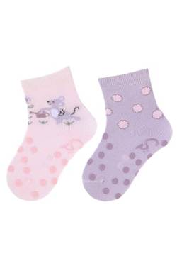 Sterntaler ABS -Krabbelsocken 2er Pack Maus für Mädchen - Babysocken mit Anti -Rutsch -Noppen auf Spann und Sohle - Antirutsch Socken für Babys im Set mit Motiv - rosa, 20 von Sterntaler