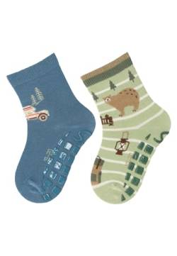 Sterntaler ABS -Socken 2er Pack Camper und Bär für Jungen - Babysocken mit Anti -Rutsch -Noppen auf der Sohle - Antirutsch Socken für Babys im Set mit Motiv - mittelblau, 22 von Sterntaler