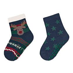 Sterntaler Baby-Jungen ABS-Söckchen DP Weihnachten Hausschuh-Socken, Marine, 18 von Sterntaler