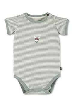 Sterntaler Baby Jungen Baby Body GOTS Emmi Body - Body Baby, Baby Wickelbody - aus geringeltem Jersey mit Esel Print - grün, 56 von Sterntaler