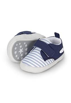 Sterntaler Baby Jungen Baby Schuhe Babyschuh Streifen - Babyschuhe, Krabbelschuhe Baby, Baby Schuhe - mit rutschfester Sohle - blau, 17/18 EU von Sterntaler