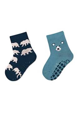 Sterntaler Baby Jungen Fliesen Socken Baby ABS-Söckchen Doppelpack Bären Strümpfe - Fliesen Rutsch Socken Baby - mit Bären Motiv - marine, 18 von Sterntaler