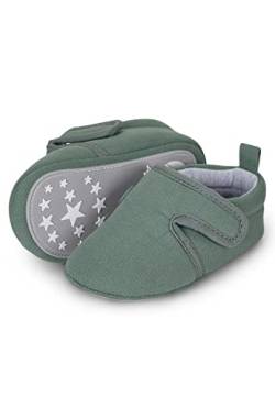 Sterntaler Baby Jungen Krabbelschuhe Baby Babykrabbelschuh - Krabbelschuhe Baby, Baby Schuhe - mit rutschfester Sohle - dunkelgrün, 17/18 von Sterntaler