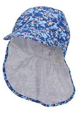 Sterntaler Baby Jungen Schirmmütze Baby Schirmmütze Nackenschutz Haie - Schirmmütze Baby, Baby Mützen - aus Baumwolle - blau, 49 von Sterntaler