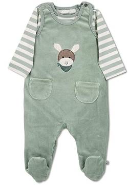 Sterntaler Baby Jungen Strampler GOTS Set Nicki Emmi Strampler - Strampler Baby - aus Nicki mit gestreiftem Jersey und Applikation - grün, 56 von Sterntaler