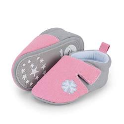 Sterntaler Baby-Krabbelschuhe für Mädchen, Rutschfeste Sohle, Klettverschluss, Kleeblatt-Motiv, Farbe: Rosa, Größe: 15/16, 4-6 Months von Sterntaler