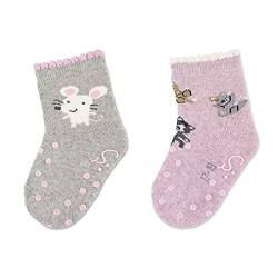 Sterntaler Baby-Mädchen ABS-Krabbelsöckchen DP Maus Hausschuh-Socken, Hellgrau Mel, 22 von Sterntaler