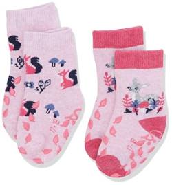 Sterntaler Baby-Mädchen ABS-Krabbelsöckchen DP Rehkitz Hausschuh-Socken, Rosa Mel, 17/18 EU, 2er Pack von Sterntaler