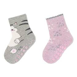 Sterntaler Baby-Mädchen ABS-Söckchen DP Katze Hausschuh-Socken, Hellgrau Mel, 18 von Sterntaler