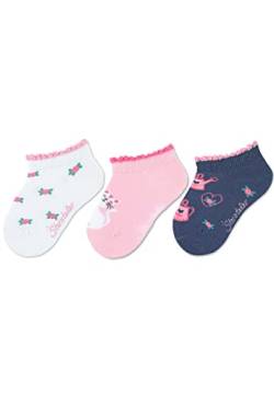 Sterntaler Baby Mädchen Baby Socken Sneaker-Söckchen 3er Pack Katze - Socken Baby, Babysöckchen, Babysocken - aus Baumwolle - weiß, 18 von Sterntaler