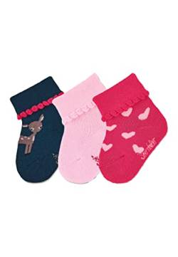 Sterntaler Baby Mädchen Baby Socken Söckchen 3er-Pack Reh Strümpfe - Socken Baby - mit Reh Motiv, uni und Herzen - marine, 14 von Sterntaler
