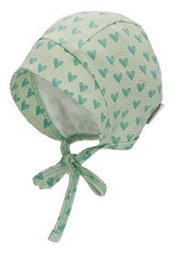Sterntaler Baby Mädchen Häubchen Baby Häubchen Herzen Mütze - Baby Häubchen, Babymütze - aus bedruckter Baumwolle mit Bindeband - grün, 35 von Sterntaler