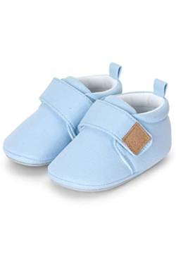 Sterntaler Baby Mädchen Krabbelschuhe Baby Babykrabbelschuh uni - Krabbelschuhe Baby - mit rutschfester Sternensohle, Hellblau, 17/18 EU von Sterntaler