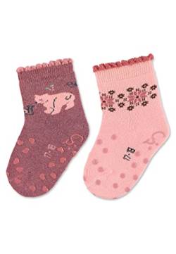 Sterntaler Baby - Mädchen Krabbelsocken Abs-krabbelsöckchen Doppelpack Bär, Rot Meliert, 22 von Sterntaler