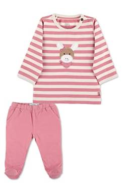 Sterntaler Baby Mädchen Langarmshirt Baby GOTS Set Langarm-Shirt und Hose - Baby Shirt Langarm - geringeltes Shirt mit 3D Applikation - rosa, 56 von Sterntaler