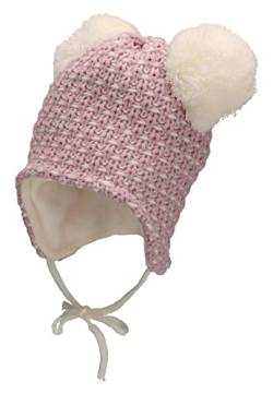 Sterntaler Baby Mädchen Mütze Baby Bommelmütze Struktur Mütze - Mütze Baby - aus Strick mit Ohrenklappen und Bindeband - beige, 43 von Sterntaler