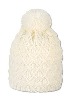 Sterntaler Baby - Mädchen Mütze Baby Bommelstrickmütze Raute, beige, 49 von Sterntaler