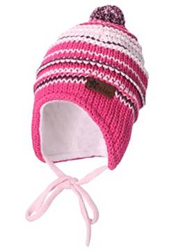 Sterntaler Baby Mädchen Mütze Baby GOTS Bommelmütze Streifen Mütze - Mütze Baby - aus Baumwolle mit Ohrenklappen und Bindeband - rosa, 45 von Sterntaler