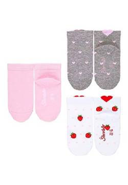 Sterntaler Baby-Mädchen Sneaker-Söckch.3er-Pack Herzen 8512122 Socken, Weiß/Rosa/Hellgrau, 17-18 von Sterntaler