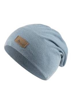 Sterntaler Beanie Rippen - Slouch -Beanie gestrickt mit stylischem Umschlag - Leichte Mütze für Kinder - Beanie Jungen mit feinem Rippenmuster - graublau, 53 von Sterntaler