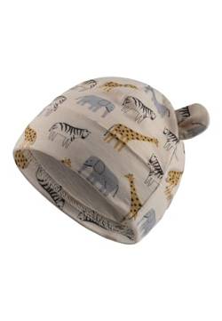 Sterntaler Beanie Safaritiere - Babymütze mit UV -Schutz 30, mit Safaritieren - Leichte Mütze mit Umschlag und Ohren für Babys - Beanie schützt den Kopf vor der Sonne - beige, 49 von Sterntaler