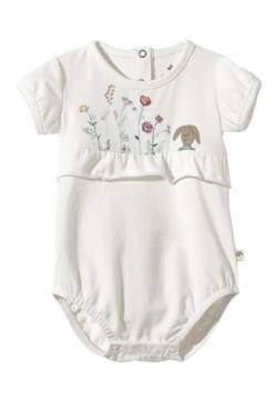 Sterntaler Body Blumenwiese mit Puffärmeln Hase Happy für Mädchen - Baby Body aus Baumwolljersey - Strampler mit Puffärmeln und dekorativem Volant im Vorderteil - Babystrampler mit Motiv - ecru, 62 von Sterntaler