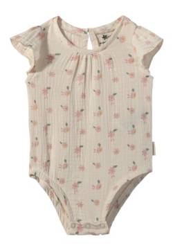 Sterntaler Body Gänseblümchen Musselin Hase Happy - Baby Body für Mädchen aus Baumwolljersey - Strampler mit Puffärmeln und dekorativem Volant im Vorderteil - Babystrampler mit Motiv - ecru, 68 von Sterntaler