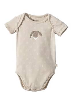 Sterntaler Body Punkte Hase Happy - Baby Body für Jungen aus Baumwolljersey mit Punktemuster und Häschenprint - Bequemer Strampler mit kurzen Ärmel - beige, 62 von Sterntaler