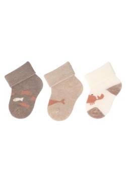 Sterntaler Erstlingssocken 3er Pack Fische - Socken für Jungen - Babysocken mit Umschlag und Motiven - braun melange, 0 von Sterntaler