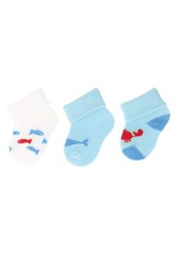 Sterntaler Erstlingssocken 3er Pack Fische - Socken für Jungen - Babysocken mit Umschlag und Motiven - weiß, 0 von Sterntaler
