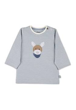 Sterntaler Kleinkind Jungen Langarmshirt Baby GOTS Langarm-Shirt gestreift - Baby Shirt Langarm - mit Esel Stickerei und Knopf - bleu, 80 von Sterntaler