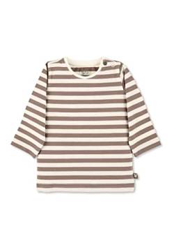 Sterntaler Kleinkind Jungen Langarmshirt Baby GOTS Langarm-Shirt gestreift - Baby Shirt Langarm - mit Esel Stickerei und Knopf - braun, 80 von Sterntaler