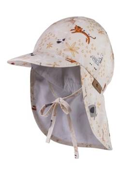 Sterntaler Schirmmütze mit Nackenschutz Zootiere mit Bindeband - Schirmmütze mit UV -Schutz 50+ - Kinder Mütze mit Ohrenklappen - Unisex Schirmmütze Kinder aus Baumwolle - beige, 51 von Sterntaler