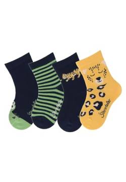 Sterntaler Socken 4er Pack Krokodil, Ringel, Tiger und Leopard - Babysocken für Jungen - Babysocken mit Rippenmuster - Socken für Babys im Set - marine, 18 von Sterntaler