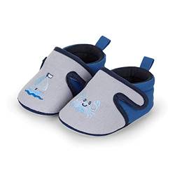 Sterntaler Unisex-Baby-Krabbelschuhe, Rutschfeste Sohle, Klettverschluss, Krabben-Motiv, Farbe: Rauchgrau, Größe: 17/18, Art.Nr.: 2302161.0 von Sterntaler