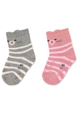 Sterntaler Unisex Kinder ABS-Krabbelsöckchen DP Katze Socken, hellgrau Melange, 18 von Sterntaler