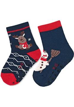 Sterntaler Unisex Kinder Fliesen Socken Baby Abs-söckchen Doppelpack Weihnachten, Marine, 26 von Sterntaler