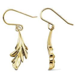 Natur-inspirierte 925 Sterling Silber Blatt-Ohrhänger Premium Modische Ohrringe (Gold) von Sternvoll Jewelry