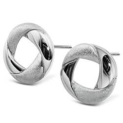 Premium 925 Sterling Silber Ohrstecker in Kreisform mit doppelten Texturen und elegantem Design (Silber) von Sternvoll Jewelry