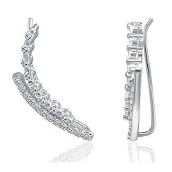 Sternvoll® Ohrringe Bling Ear Climber aus 925 Sterling Silber Ohrklemme mit Zirkonia Steinen von Sternvoll Jewelry