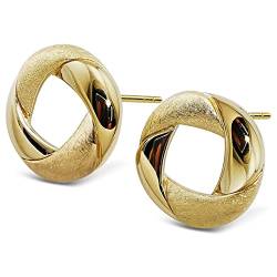 Sternvoll® Premium Ohrringe aus 925 Sterling Silber Ohrstecker in Kreisform mit 2 Texturen und elegantem Design (Gold) von Sternvoll Jewelry