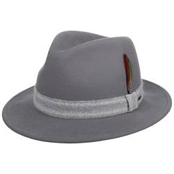 Stetson Bensona Wollhut mit Kaschmir - Unifarbener Hut mit Federn - Traveller-Filzhut - Eleganter Outdoorhut - Damen und Herren - Herbst/Winter grau M (56-57 cm) von Stetson