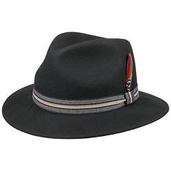 Stetson Bilaco Traveller Wollhut - Einfarbiger Hut mit Kontrastgarnitur - Wasserabweisend & knautschbar - Asahi Guard® - Herren - Herbst/Winter schwarz L (58-59 cm) von Stetson