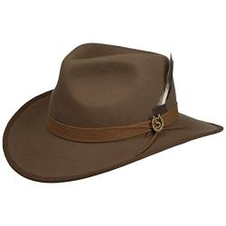 Stetson Dennysville Western Wollhut - Einfarbiger Hut - Cowboy-Stil - Wasserabweisender Filzhut mit Federn - Unisex - Ganzjährig tragbar braun S (54-55 cm) von Stetson