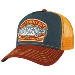 Stetson Fishermen´s Bay Trucker Cap Herren - Schirm, Front & Futter aus 100% Baumwolle - mit Mesh-Einsatz - größenverstellbar - Mehrfarbig - Anglercap - Basecap Sommer/Winter orange One Size von Stetson