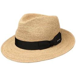 Stetson Jenkins Crochet Fedora Strohhut - Naturfarbener Hut - Klassischer Travellerhut - Sommerhut - Made in Italy - Unisex - Frühjahr/Sommer Natur L (58-59 cm) von Stetson