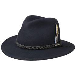 Stetson Newark VitaFelt Outdoorhut Damen/Herren - Filzhut wasserabweisend - Made in USA - Wollfilzhut knautschbar & Packable - Regenhut aus Wollfilz - Sommer/Winter dunkelblau XXL (62-63 cm) von Stetson